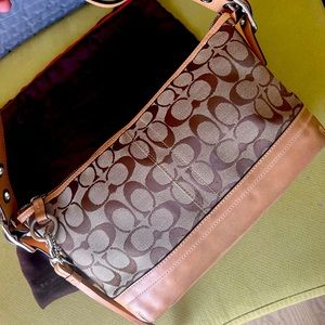 Coach Y2K Soho East West Beige Jacquard Suede Demi Shoulder Tote Bag 9363
